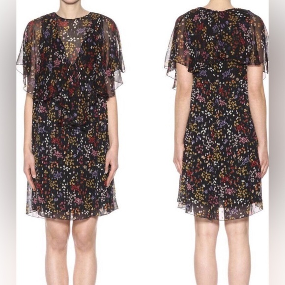 512- See By Chloe Black Floral Sheer Silk Dress, Size 2 (36) - Picture 1 of 6